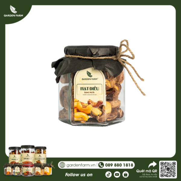 Hạt điều rang muối GARDEN FARM Hũ Thủy Tinh 150g
