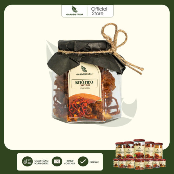 Khô heo cháy tỏi GARDEN FARM Hũ Thuỷ Tinh 90g