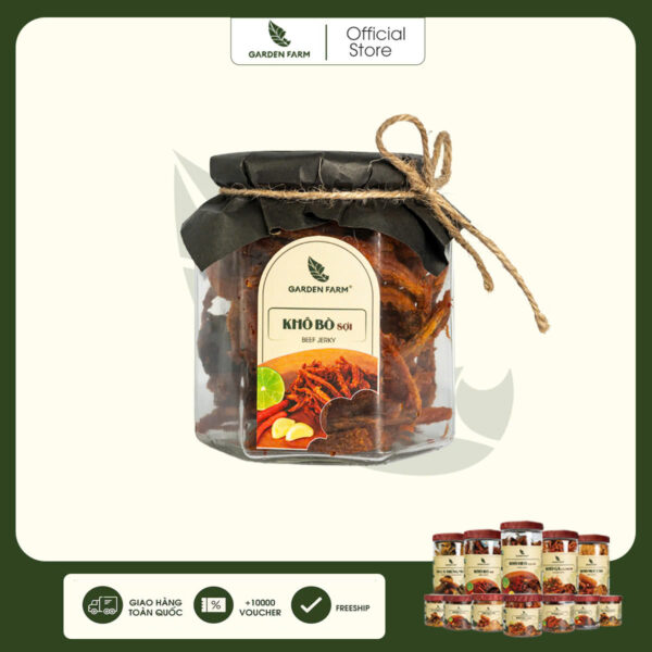 Khô Bò Sợi GARDEN FARM Hũ Thuỷ Tinh 90g