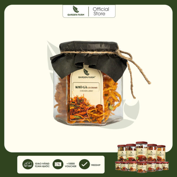 Khô Gà Lá Chanh GARDEN FARM Hũ Thuỷ Tinh 90g