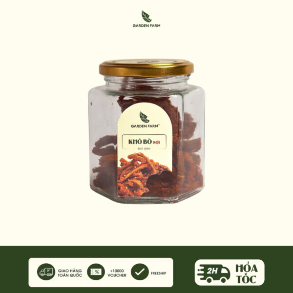 Khô Bò Sợi GARDEN FARM Hũ Thuỷ Tinh 90g  