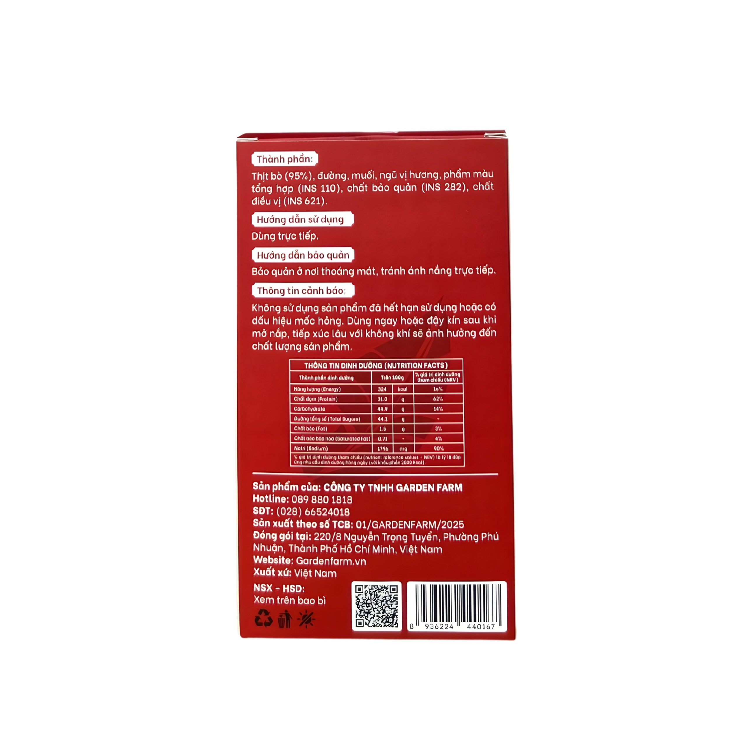 Khô bò miếng 50g - Hộp Giấy Garden Farm - Ảnh 4